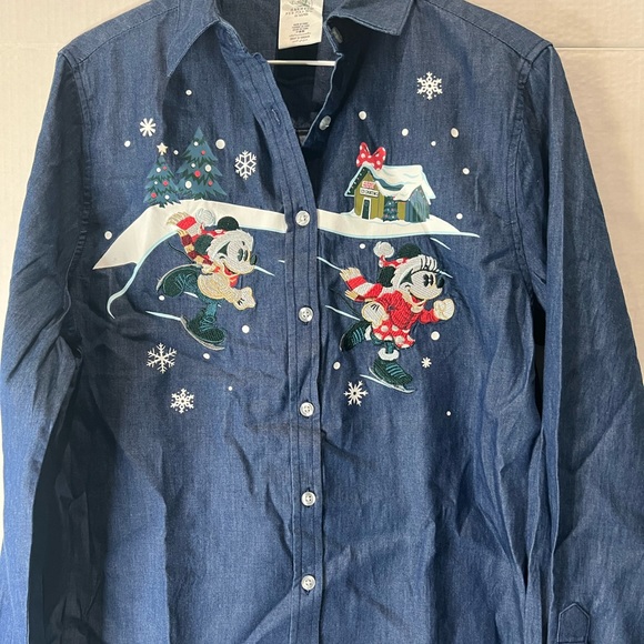 Disney’s Mickey and Minnie Mouse Holiday Denim Shirt - Picture 2 of 6